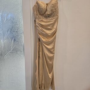 Elegant Gold Full Length Evening Gown